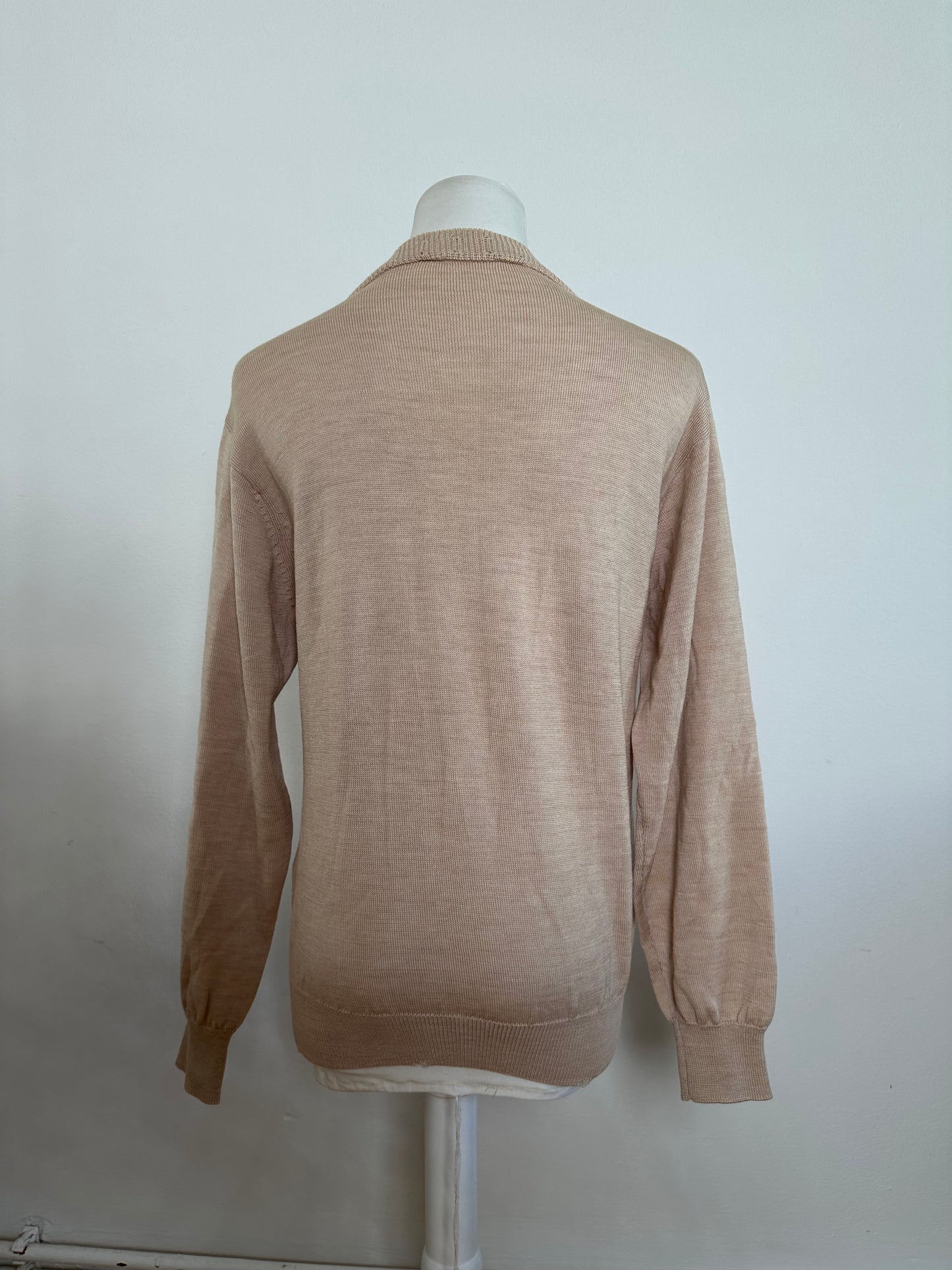 Vintage Dior Sports Wool Pointelle Knit Pullover Pink Beige M