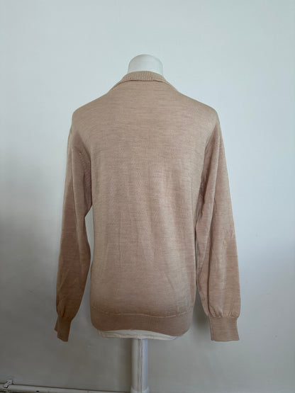 Vintage Dior Sports Wool Pointelle Knit Pullover Pink Beige M