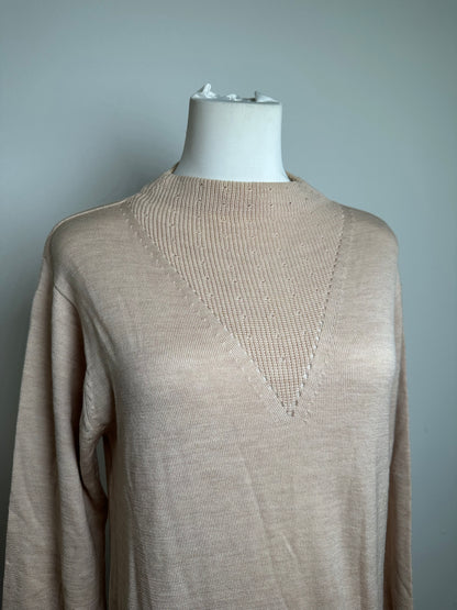Vintage Dior Sports Wool Pointelle Knit Pullover Pink Beige M