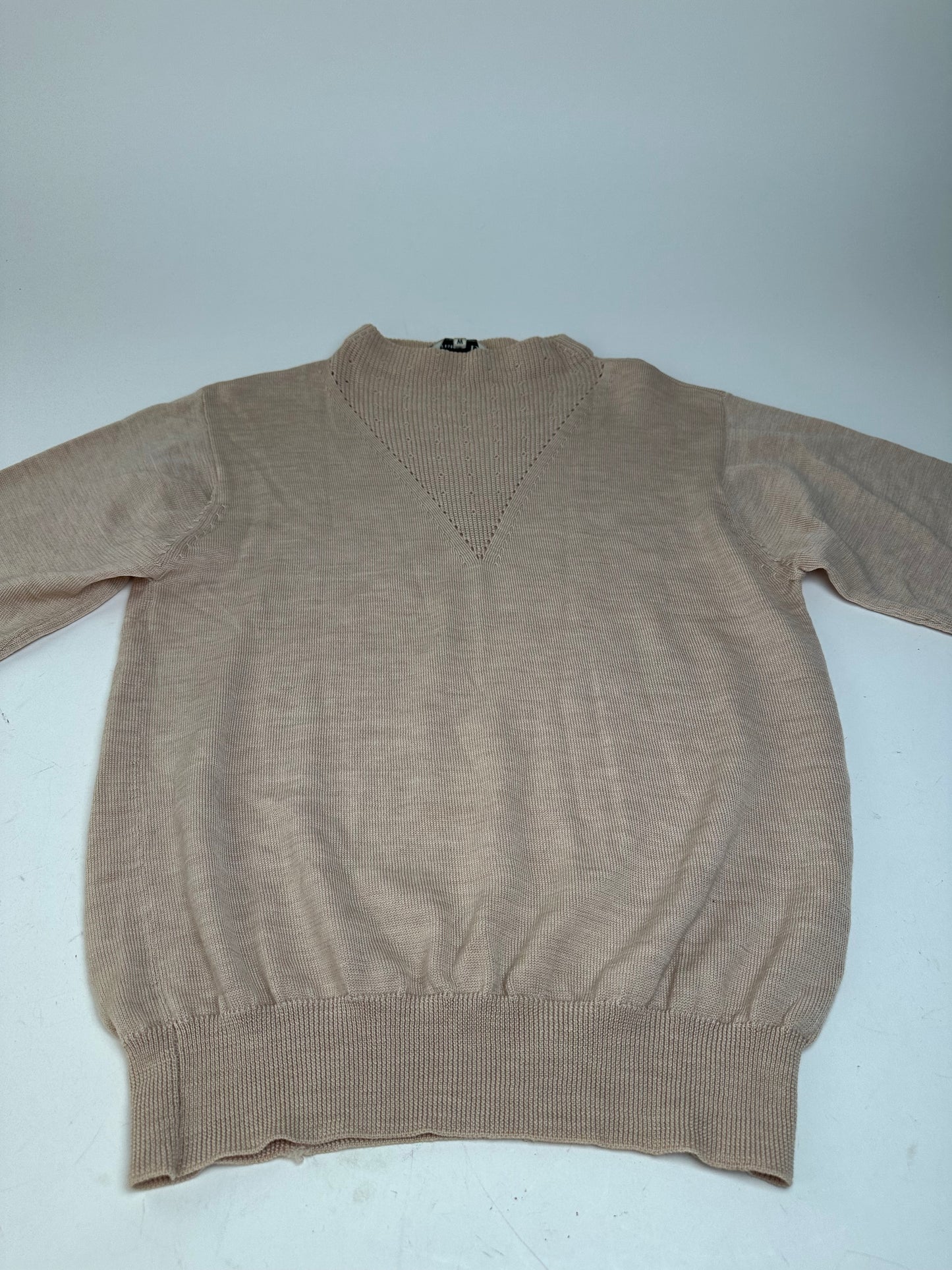 Vintage Dior Sports Wool Pointelle Knit Pullover Pink Beige M