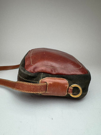 Vintage Loewe Madrid Suede Leather bag Red Green