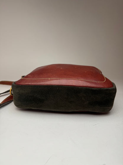 Vintage Loewe Madrid Suede Leather bag Red Green