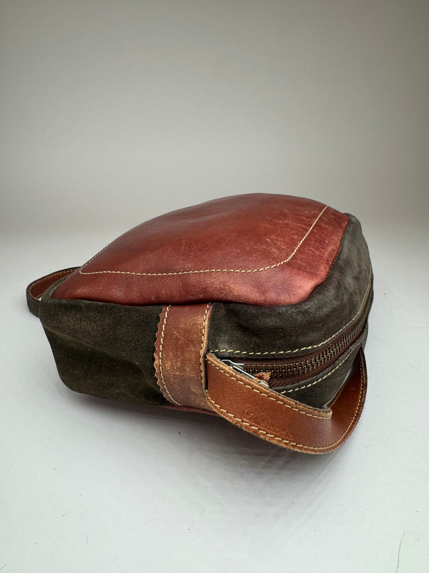 Vintage Loewe Madrid Suede Leather bag Red Green