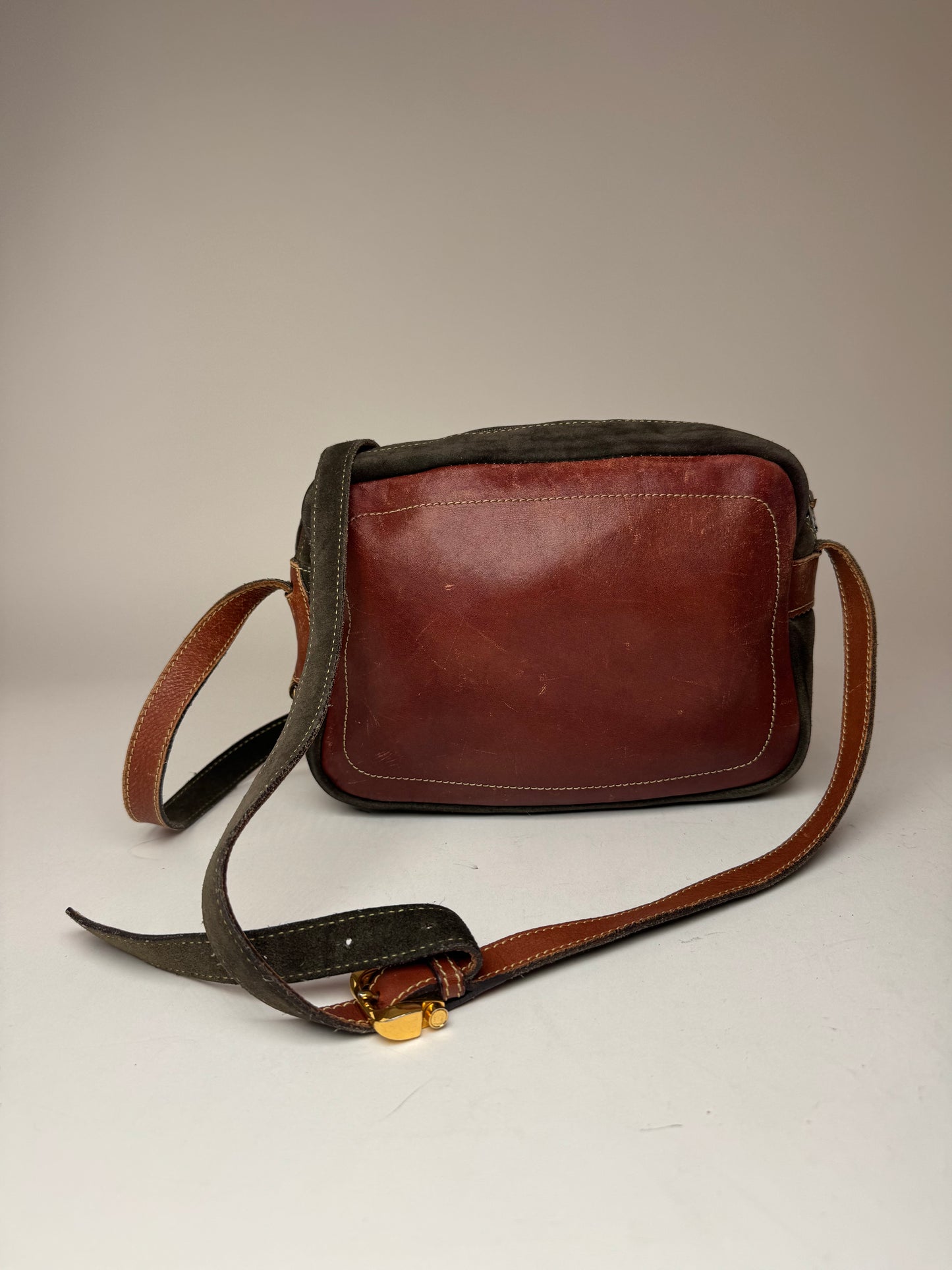 Vintage Loewe Madrid Suede Leather bag Red Green