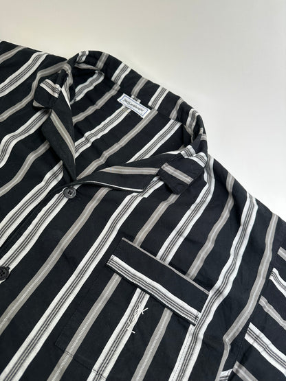 Vintage Yves Saint Laurent Striped Cotton Pajama Set Black White