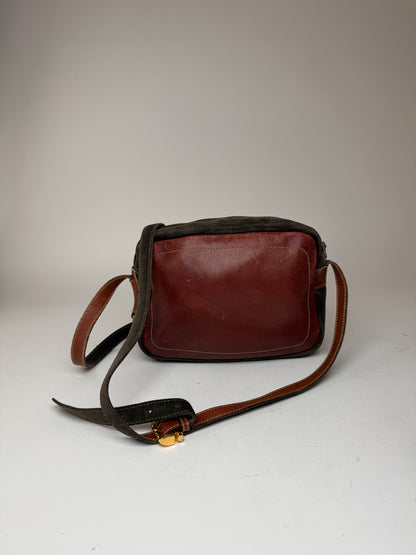 Vintage Loewe Madrid Suede Leather bag Red Green