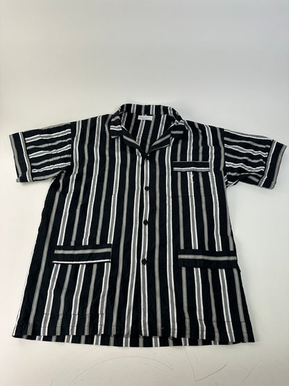 Vintage Yves Saint Laurent Striped Cotton Pajama Set Black White