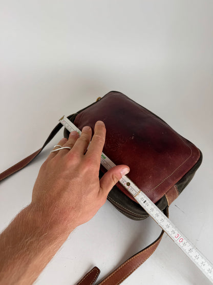 Vintage Loewe Madrid Suede Leather bag Red Green