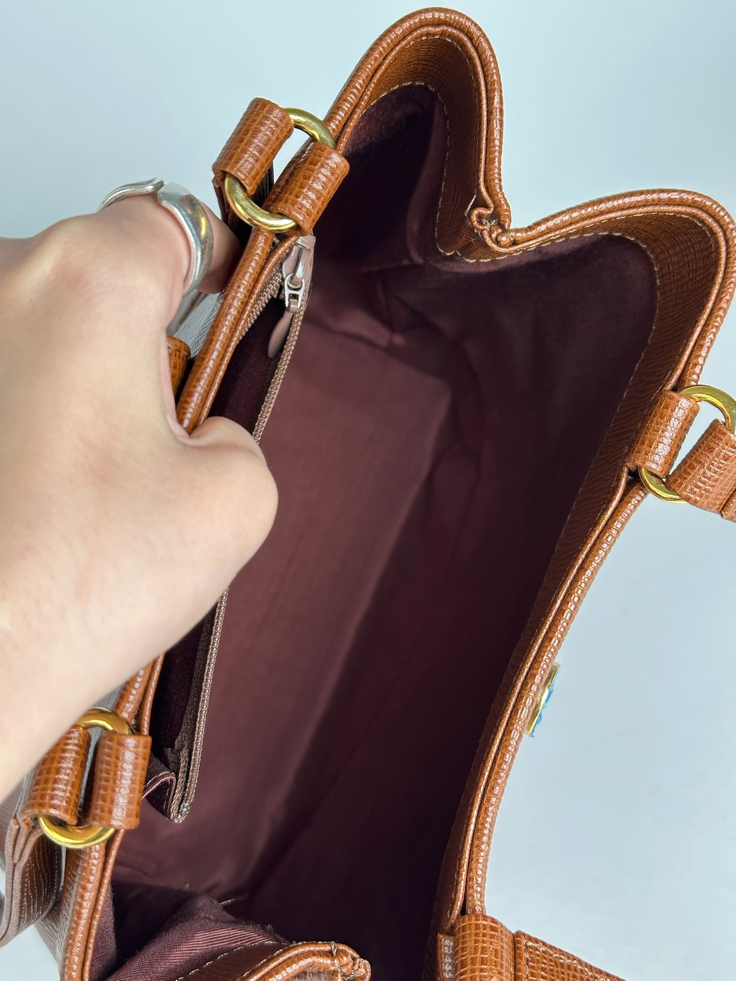 Vintage Courreges Leather bucket bag brown