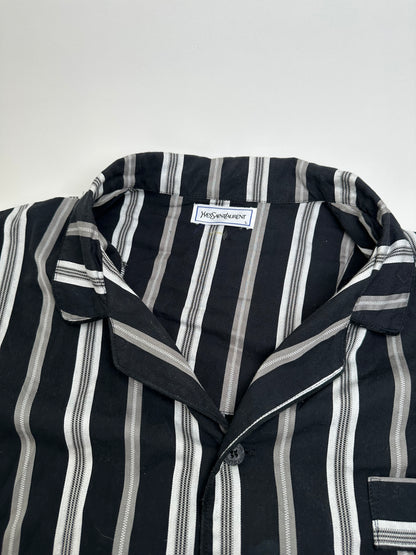 Vintage Yves Saint Laurent Striped Cotton Pajama Set Black White