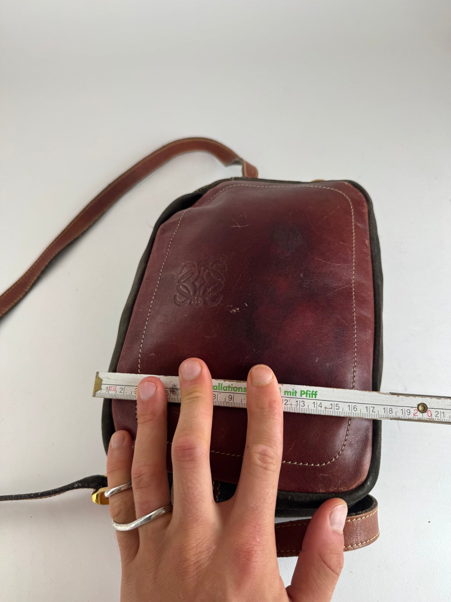 Vintage Loewe Madrid Suede Leather bag Red Green