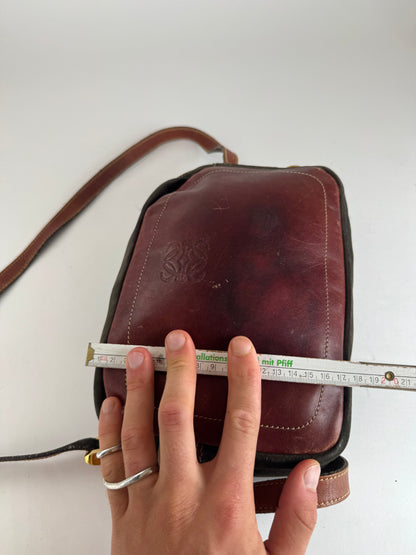Vintage Loewe Madrid Suede Leather bag Red Green