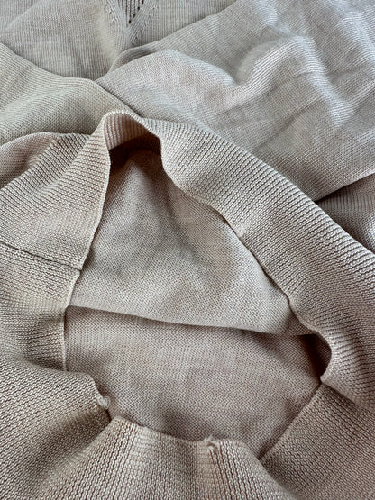 Vintage Dior Sports Wool Pointelle Knit Pullover Pink Beige M