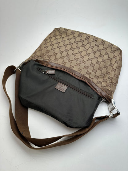 Vintage Gucci Monogram Multiway Bag Beige Brown