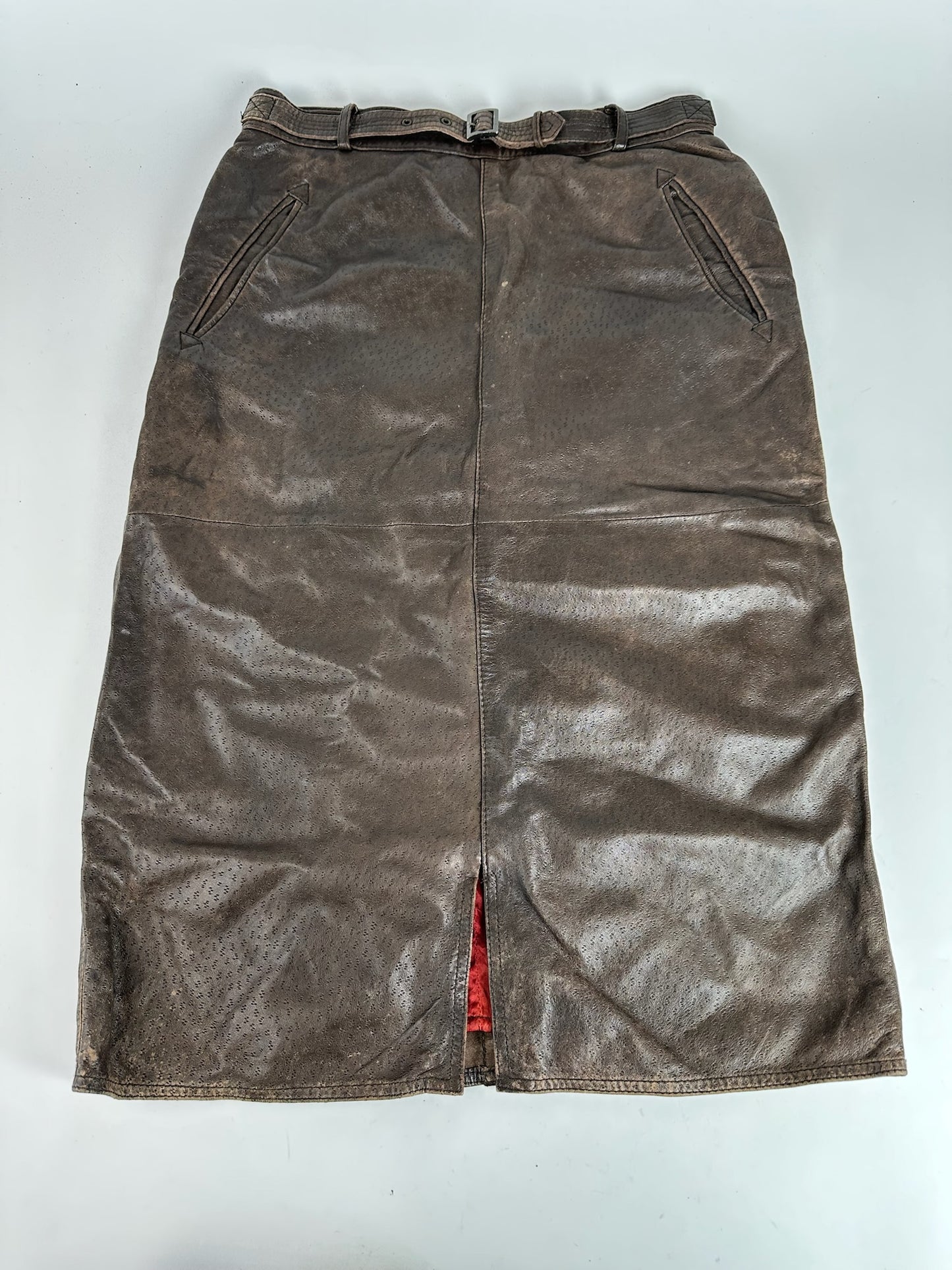 Vintage Gucci Leather Skirt Brown
