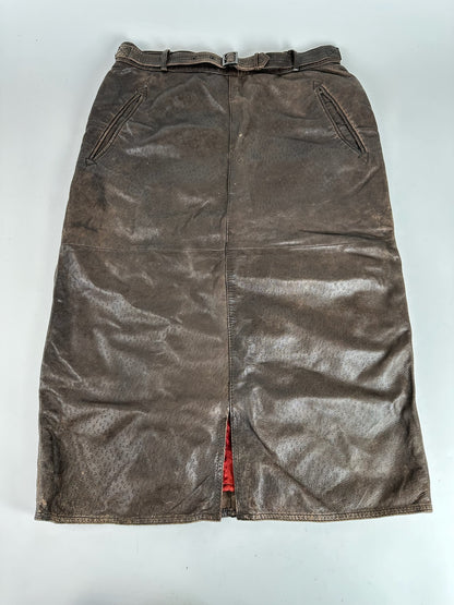 Vintage Gucci Leather Skirt Brown