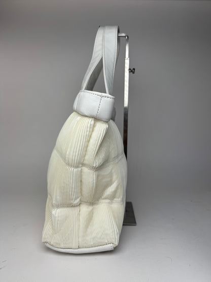 Sac vintage en cuir plissé Issey Miyake blanc