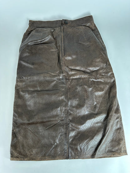 Vintage Gucci Leather Skirt Brown