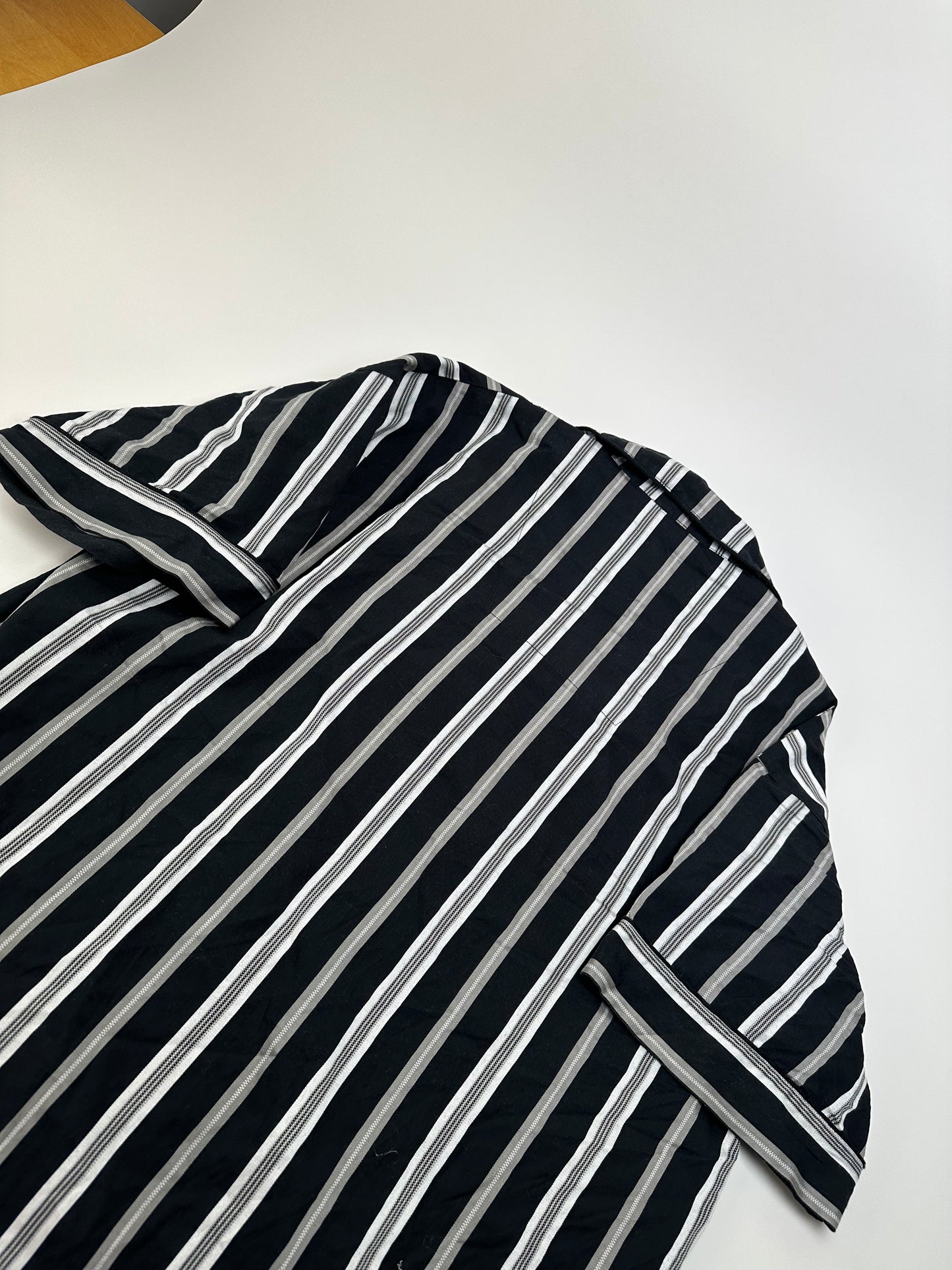 Vintage Yves Saint Laurent Striped Cotton Pajama Set Black White