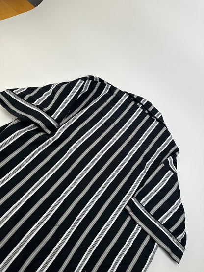 Vintage Yves Saint Laurent Striped Cotton Pajama Set Black White