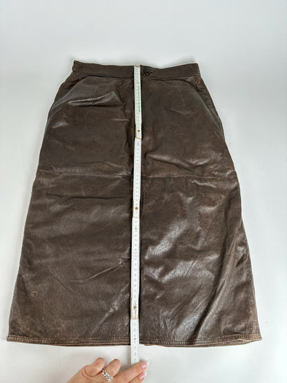 Vintage Gucci Leather Skirt Brown