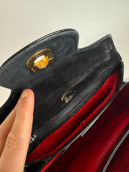 Sac Gucci vintage en cuir verni noir