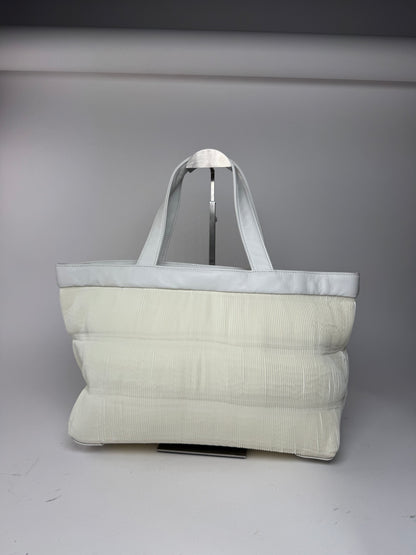 Sac vintage en cuir plissé Issey Miyake blanc