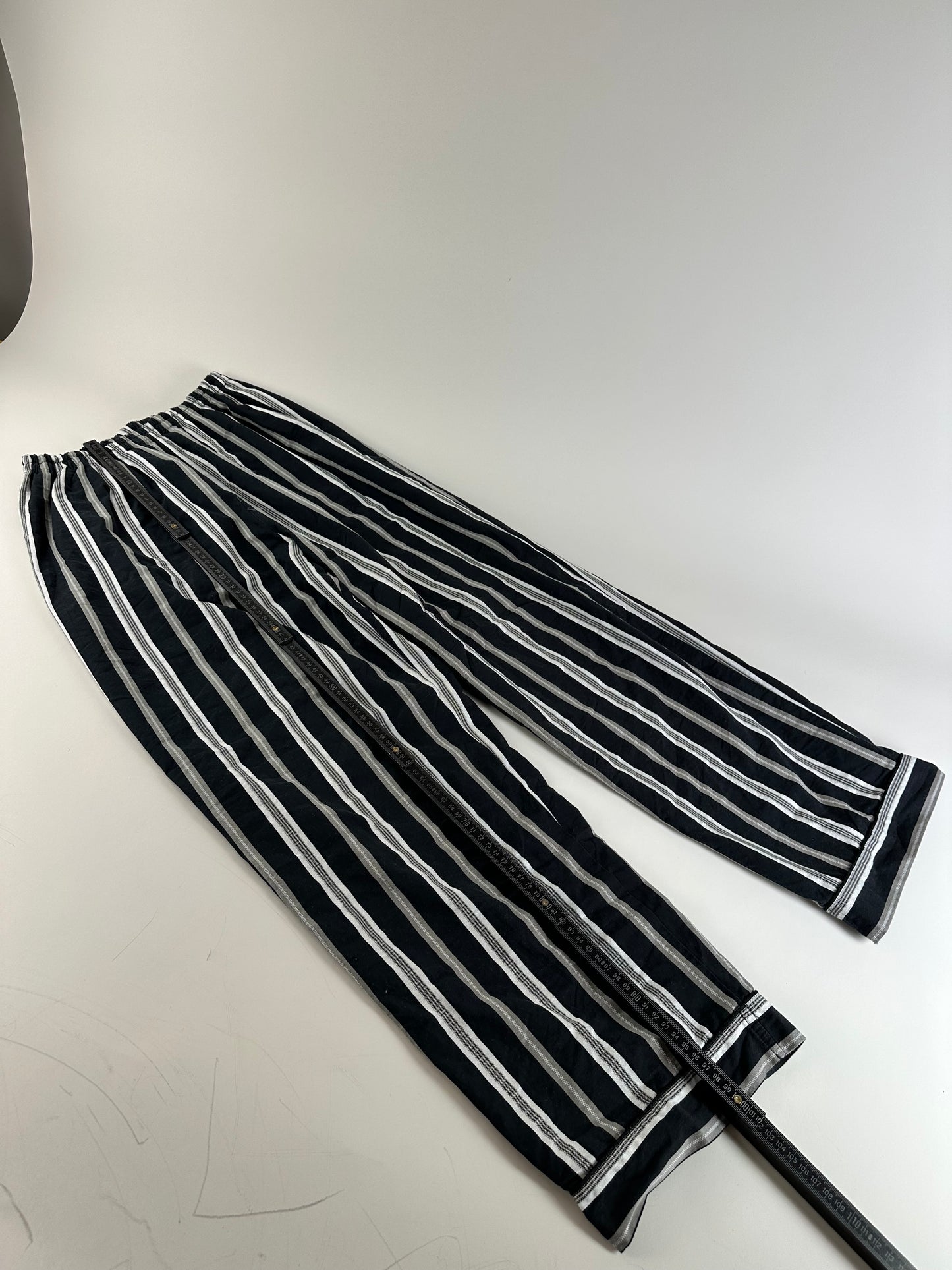 Vintage Yves Saint Laurent Striped Cotton Pajama Set Black White