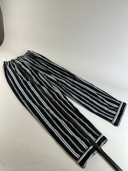 Vintage Yves Saint Laurent Striped Cotton Pajama Set Black White