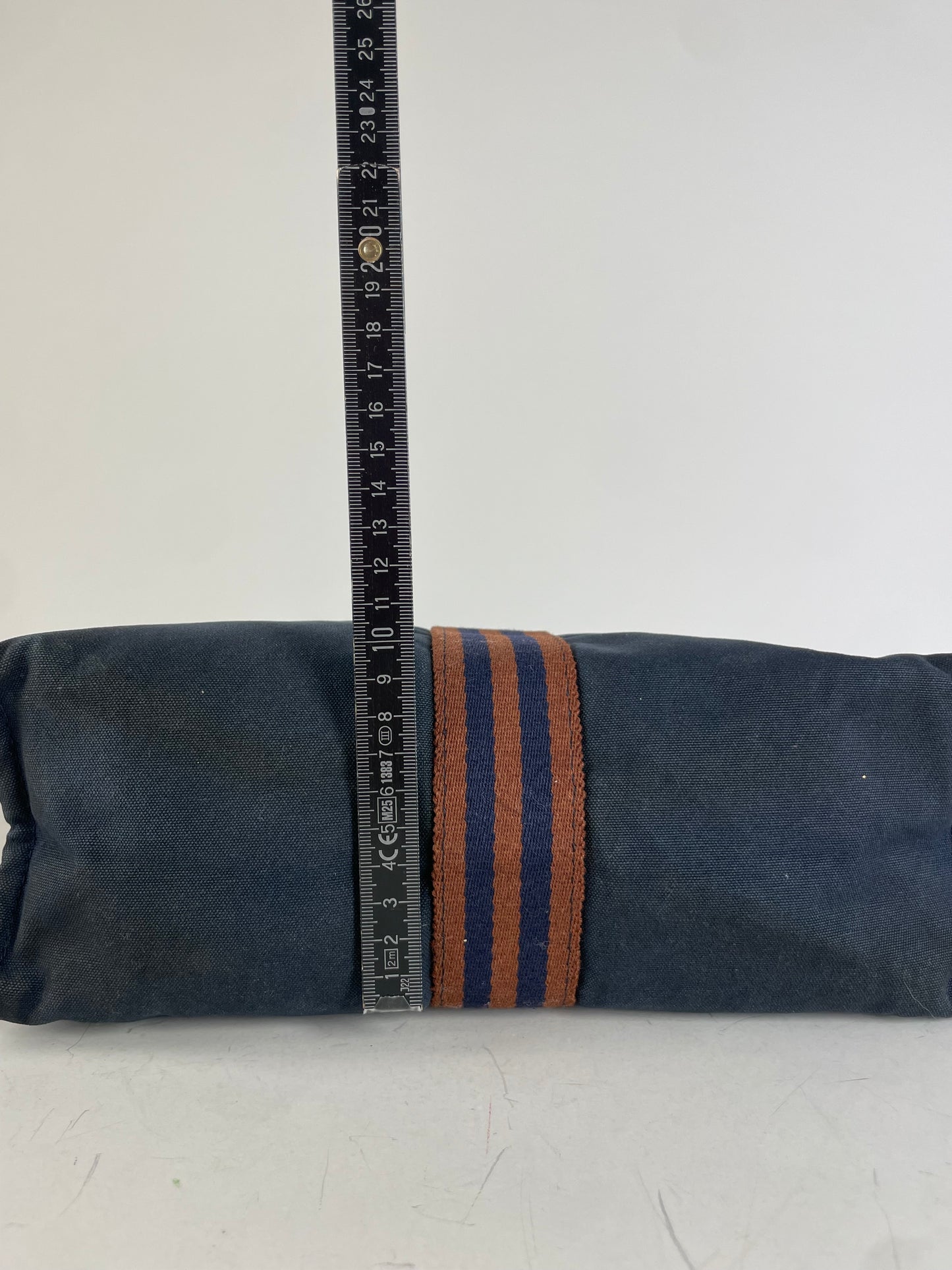 Vintage Hermes Cotton Clutch Bag Navy Rust Silver