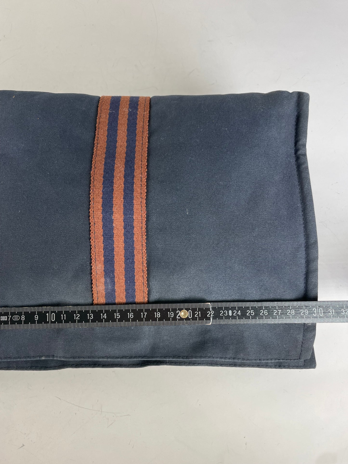 Vintage Hermes Cotton Clutch Bag Navy Rust Silver
