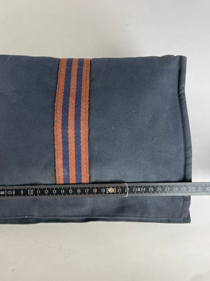 Vintage Hermes Cotton Clutch Bag Navy Rust Silver