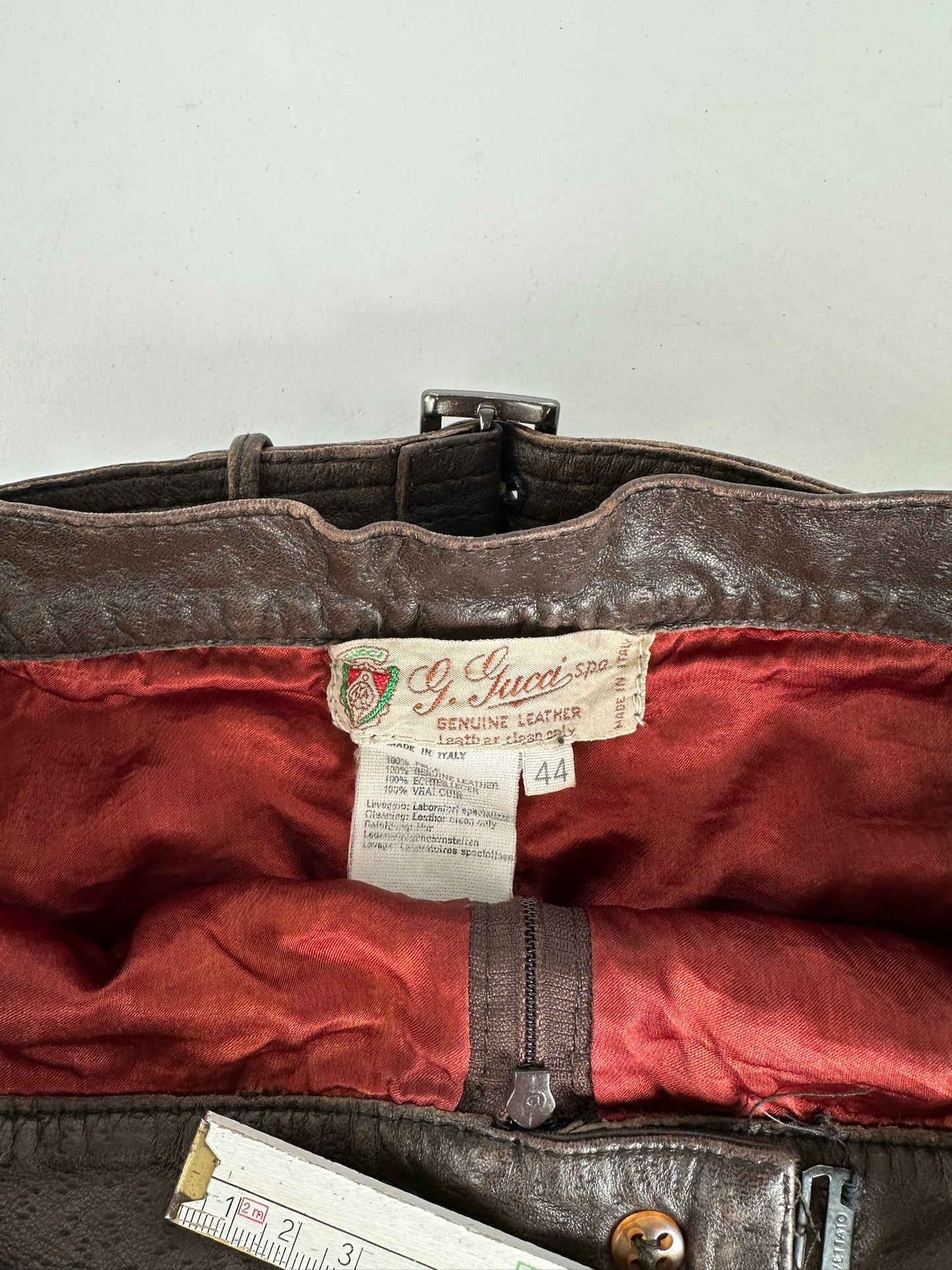 Vintage Gucci Leather Skirt Brown