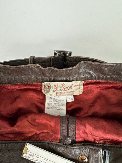 Vintage Gucci Leather Skirt Brown