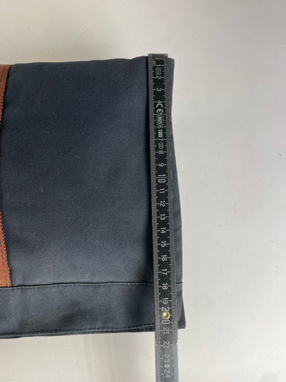 Vintage Hermes Cotton Clutch Bag Navy Rust Silver