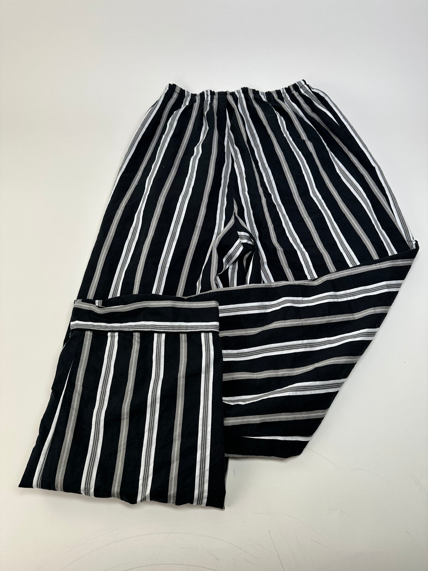 Vintage Yves Saint Laurent Striped Cotton Pajama Set Black White