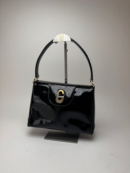 Sac Gucci vintage en cuir verni noir