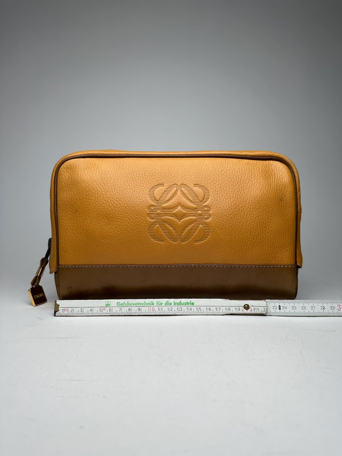 Vintage Loewe Madrid leather cosmetic bag mango