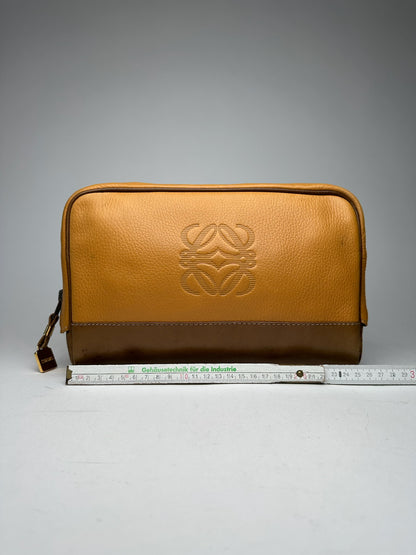 Vintage Loewe Madrid leather cosmetic bag mango