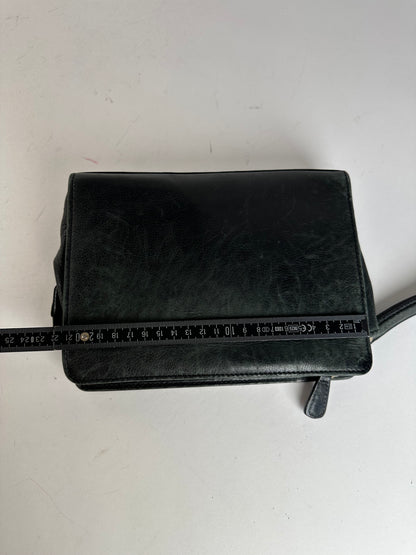 Vintage Balenciaga BB Logo Leather Wristlet Pouch Black
