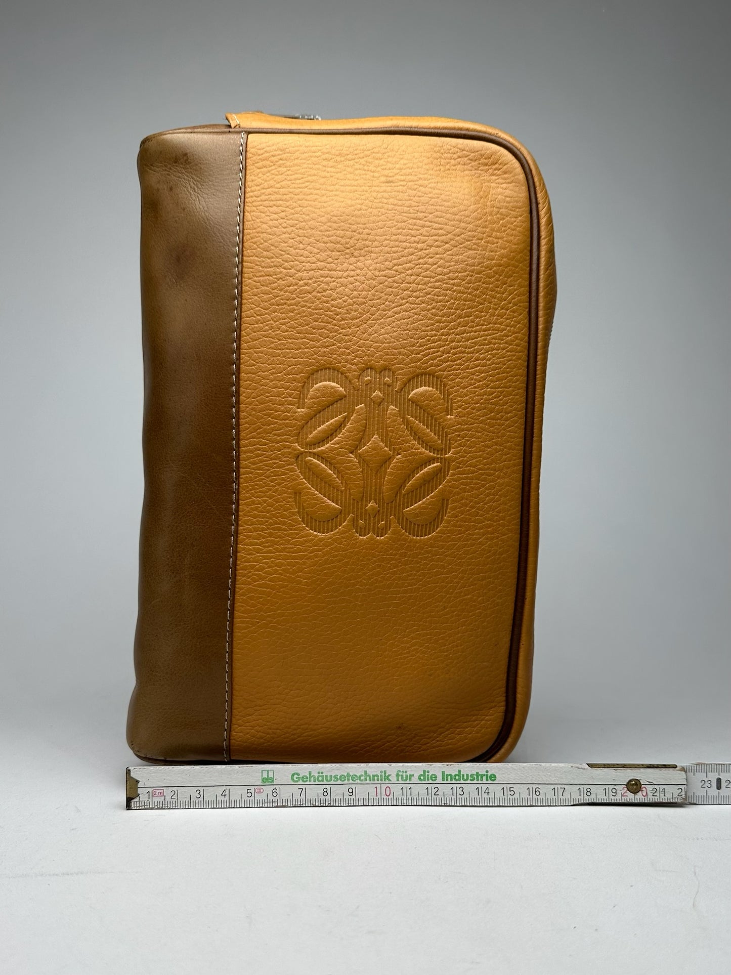 Vintage Loewe Madrid leather cosmetic bag mango