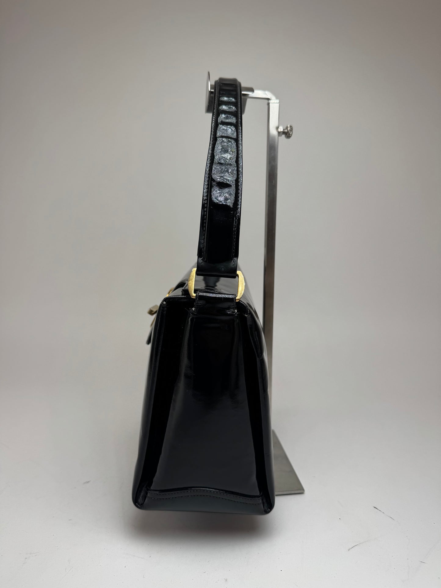 Sac Gucci vintage en cuir verni noir