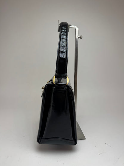 Sac Gucci vintage en cuir verni noir