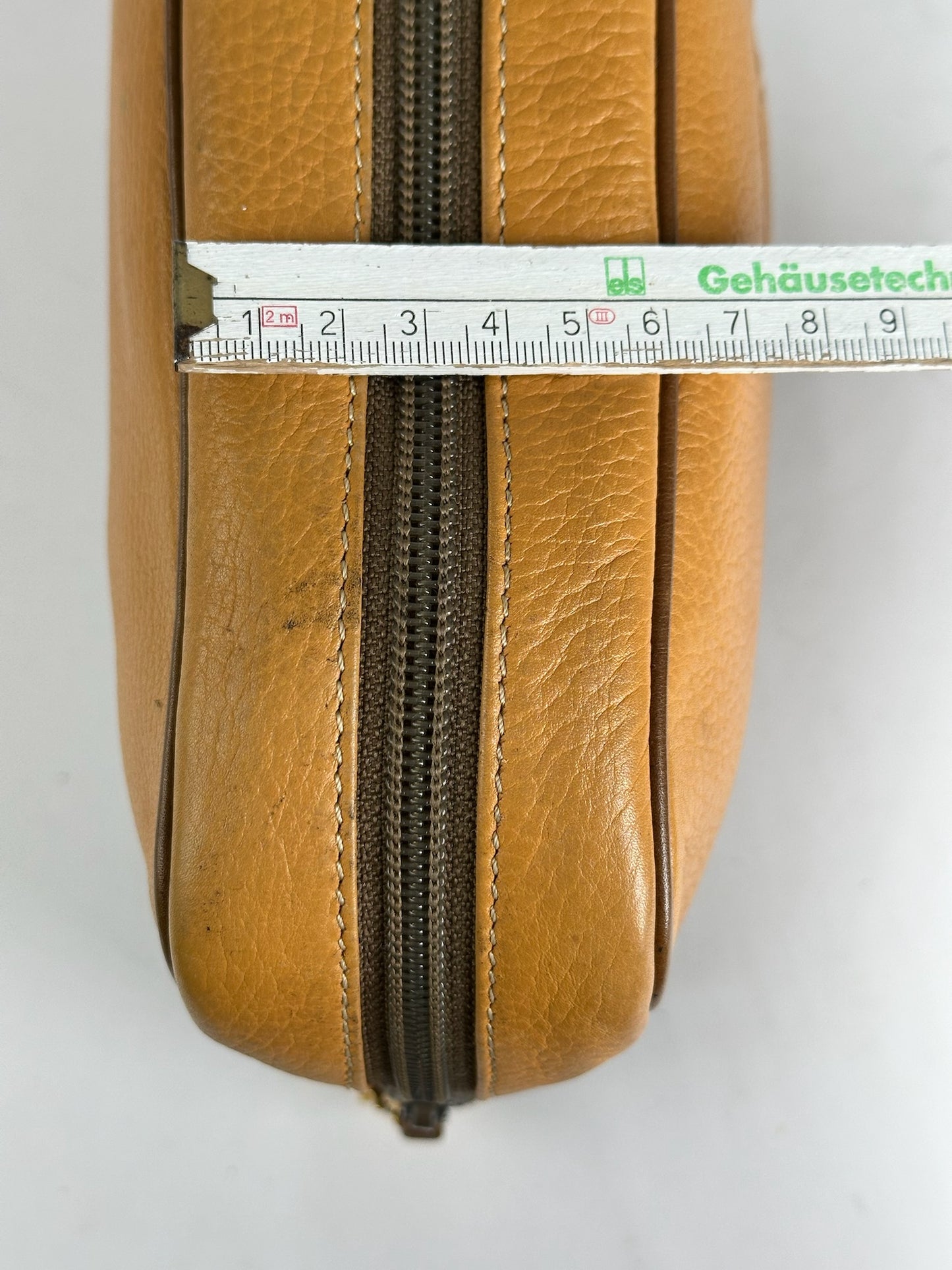 Vintage Loewe Madrid leather cosmetic bag mango