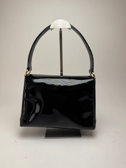 Sac Gucci vintage en cuir verni noir