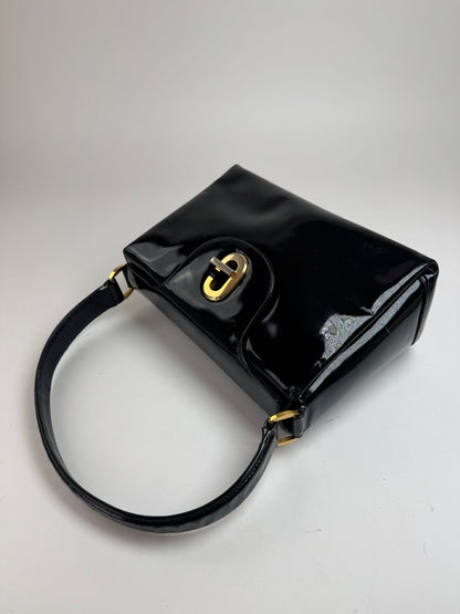 Sac Gucci vintage en cuir verni noir