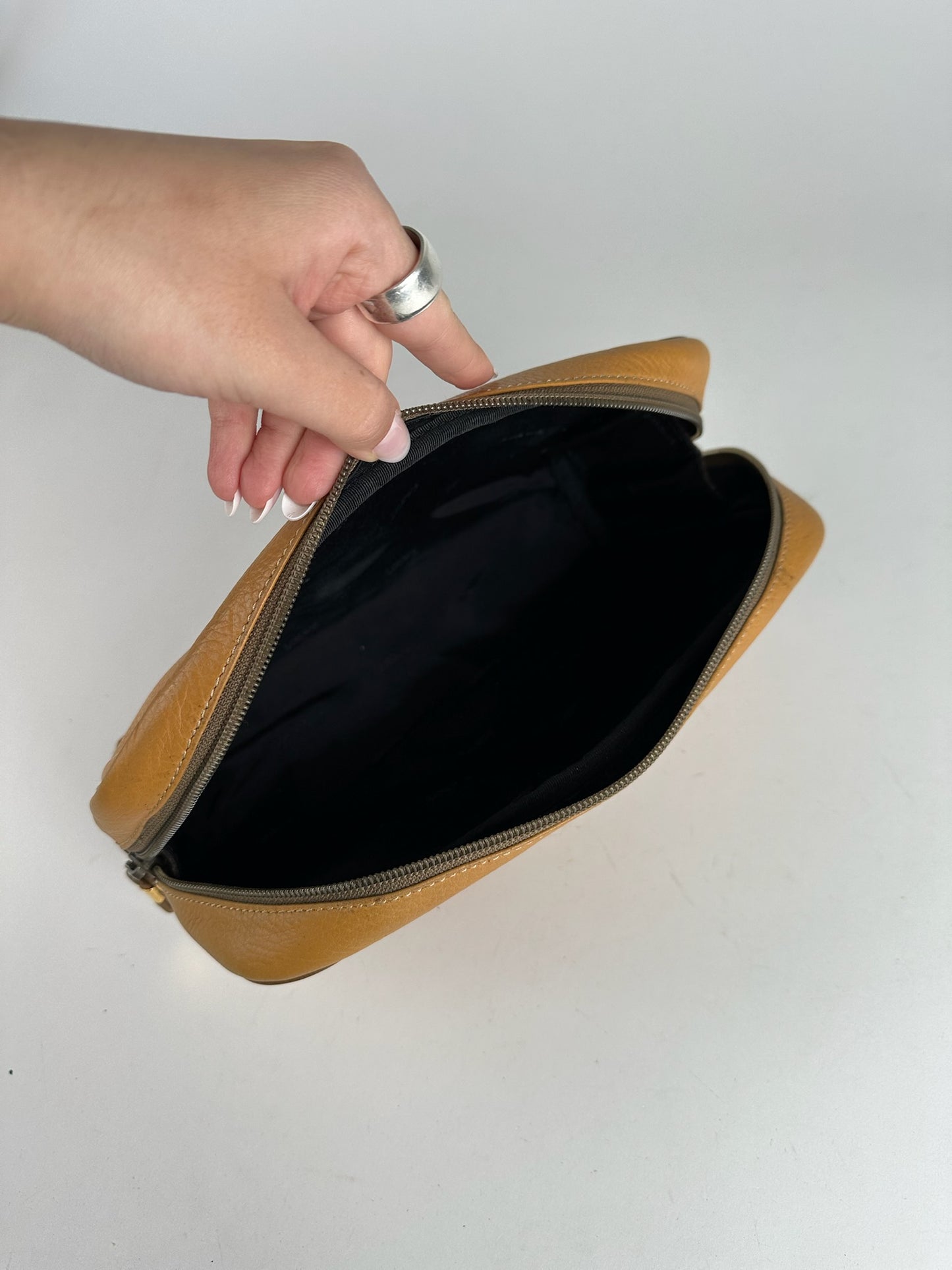 Vintage Loewe Madrid leather cosmetic bag mango