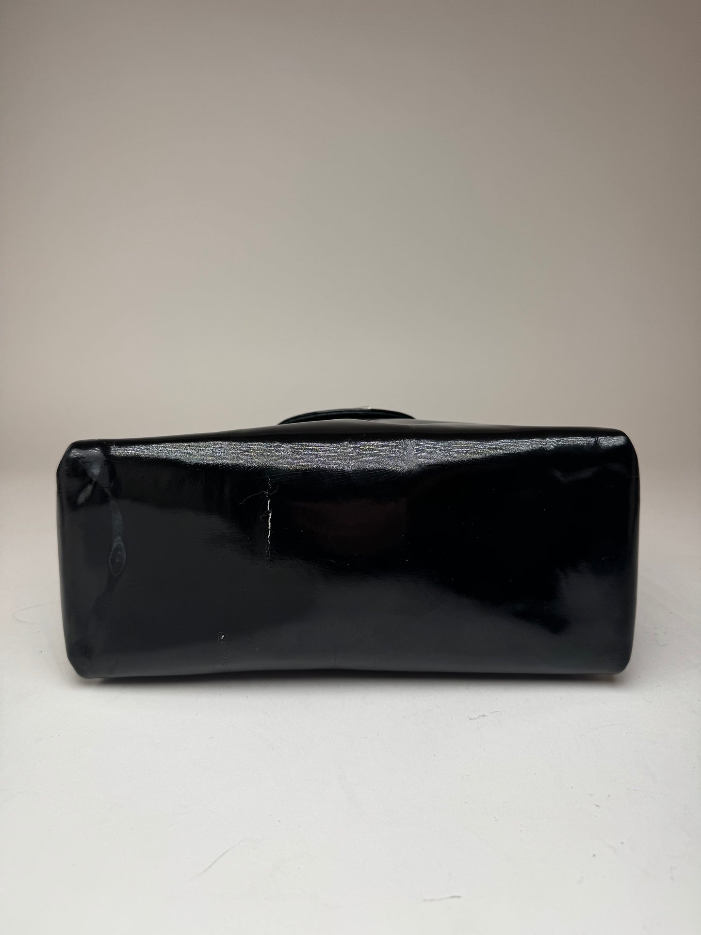 Sac Gucci vintage en cuir verni noir