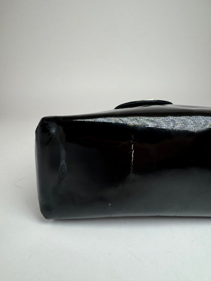 Sac Gucci vintage en cuir verni noir