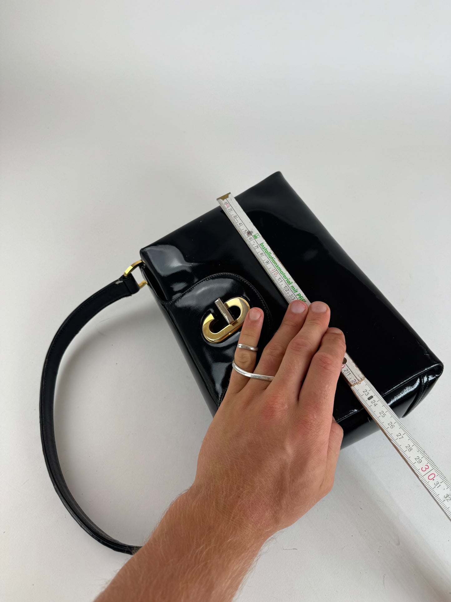 Sac Gucci vintage en cuir verni noir